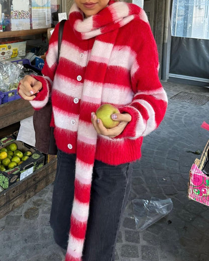 Cardigan Red With Scarf