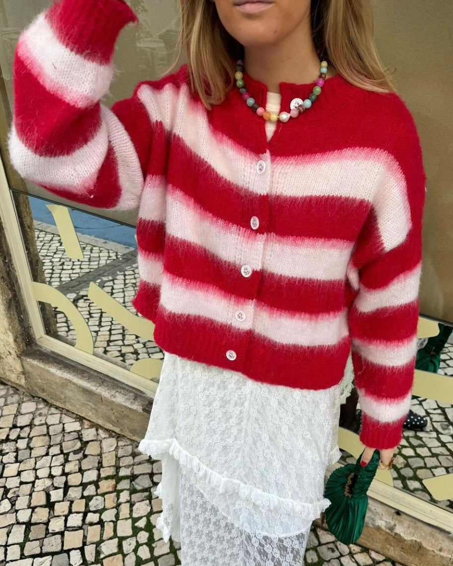 Cardigan Red With Scarf